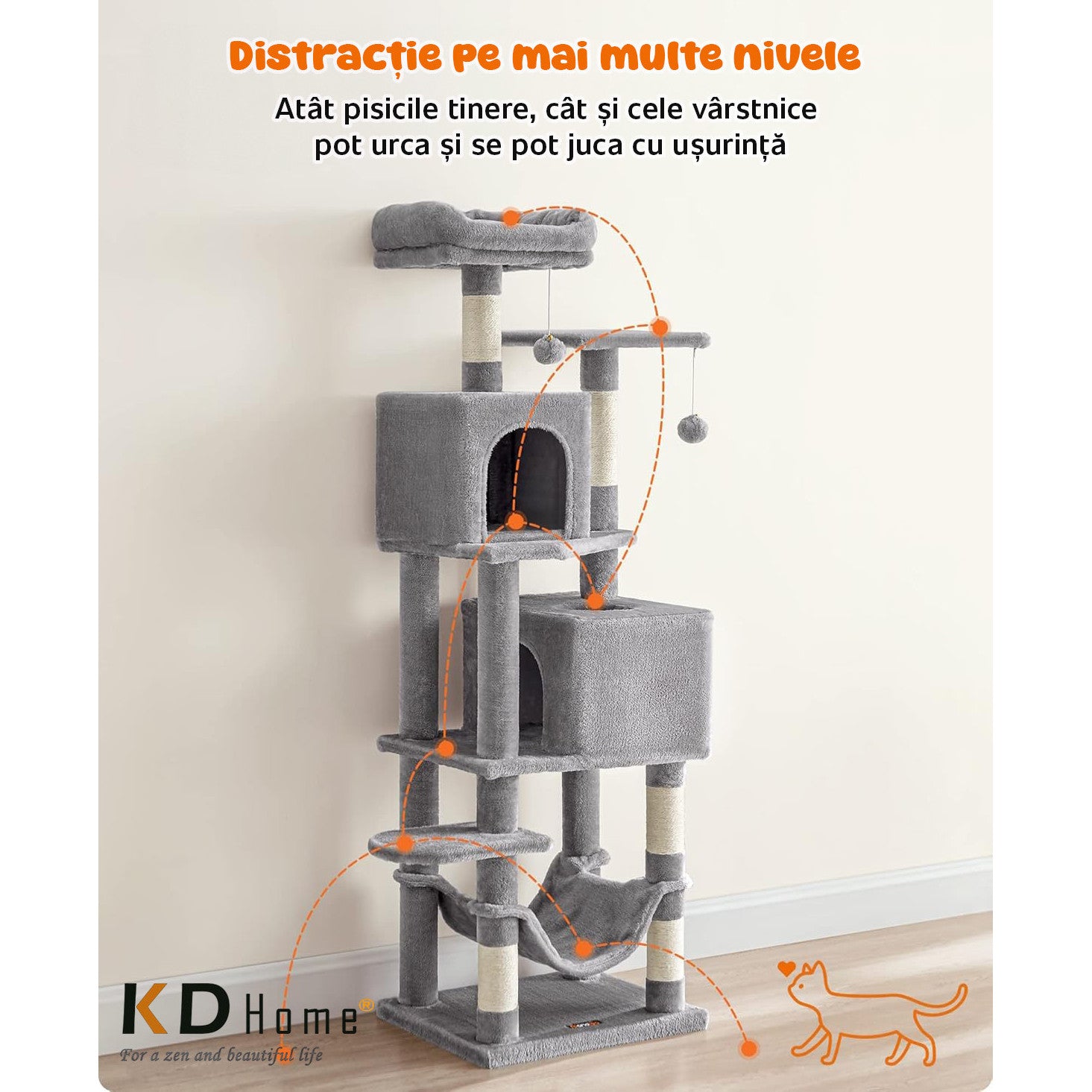 Ansamblu Joaca Pentru Pisici KD Home FelineHaven Tower Ansamblu Joaca Pentru Pisici KD Home FelineHaven Tower
